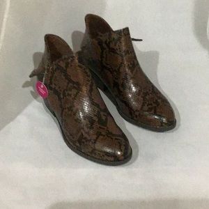 SO Angelfish Brown Faux Snakeskin Ankle Boots